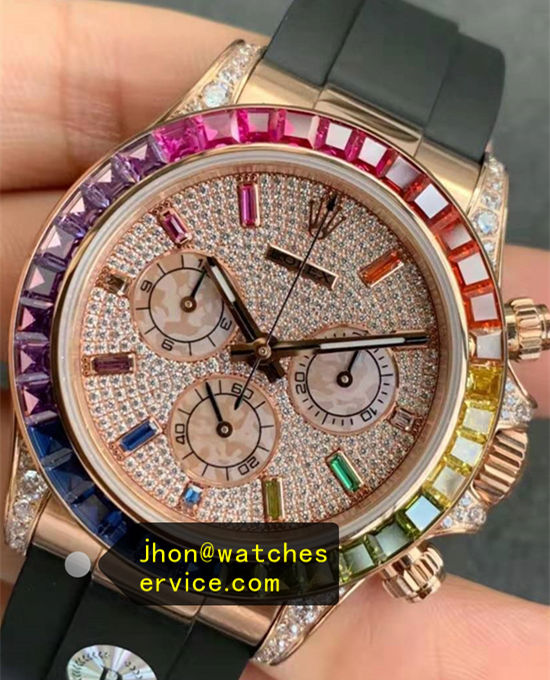 Oysterflex Rainbow Pave Diamond Rose Gold Super Clone Daytona 116595RBOW