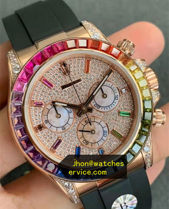 Oysterflex Rainbow Pave Diamond Rose Gold Super Clone Daytona 116595RBOW