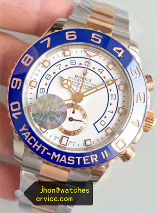 Two Tone Rose Gold Blue Ceramic Bezel 1:1 Clone Yacht-Master II 116681