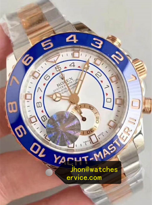 Two Tone Rose Gold Blue Ceramic Bezel 1:1 Clone Yacht-Master II 116681