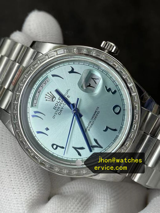 Hindi Numerals Ice Blue Dial President Diamond Bezel 40mm Super Clone Day-Date 228206