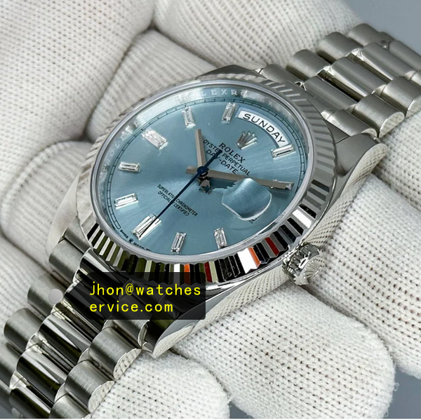 Ice Blue Dial 36mm Baguette Super Clone Rolex Day-Date 128236