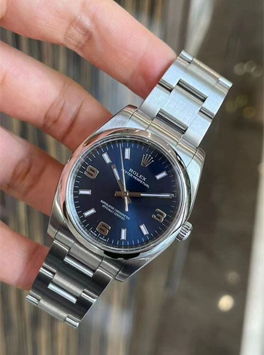 Blue Dial Smooth Bezel Super Clone 34mm Oyster Perpetual 114200