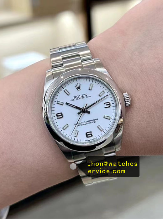 White Arabic Smooth Bezel Super Clone 34mm Oyster Perpetual 114200